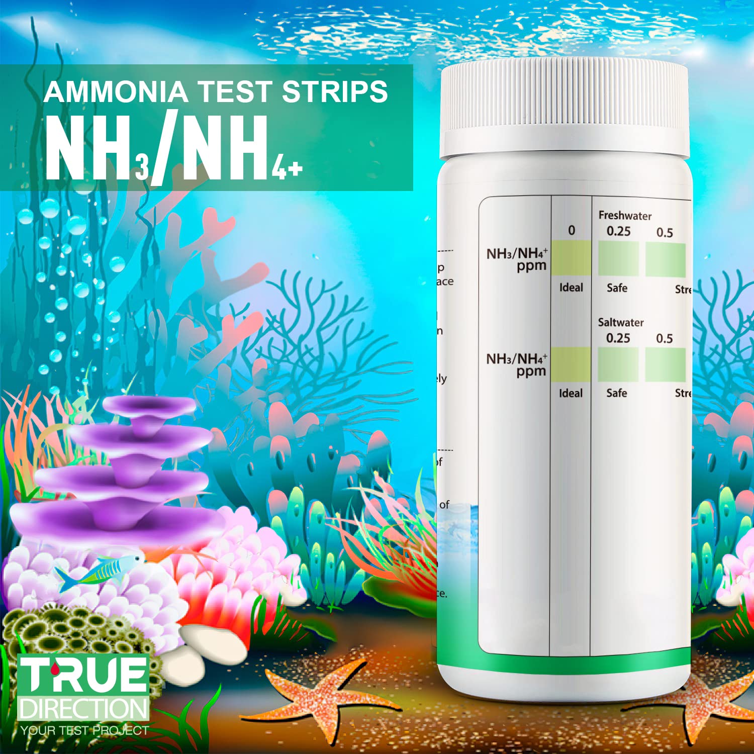 Ammonia Test Strips, Accurate Aquarium Testing Kit For Freshwater