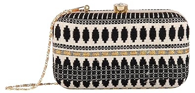 Parizaat By Shadab Khan Womens Clutch (Black & Gold)