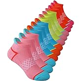 Comfoex 12 Pairs Girls Socks Ankle Athletic Socks Cotton Sports Socks With Cushioned Sole For Big Little Kids
