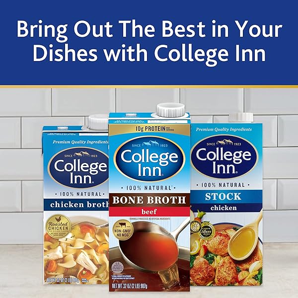 COLLEGE INN 40% LESS SODIUM CHICKEN BROTH, 48 OZ CARTON