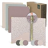3 Ring Binder 1-Inch Rings – 3-Pack of Cute Binders with Pockets, Gold-Foil & Metal Corners – 1 Inch Binders 3 Ring Cute for School, Office & Work – 1" Pastel Three-Ring Binder One Inch