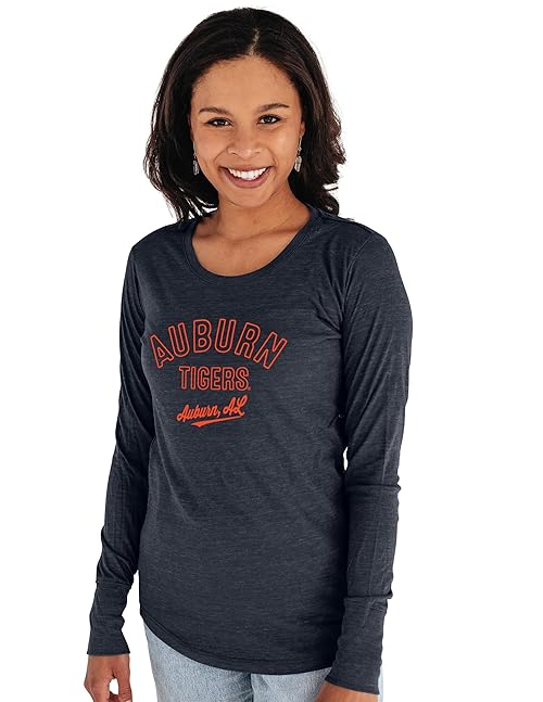 Blue 84 Auburn Tigers Women's Tri-Blend Long Sleeve T-Shirt Campus, Navy, XX-Large