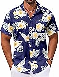 COOFANDY Mens Printed Hawaiian Shirt Mens Floral