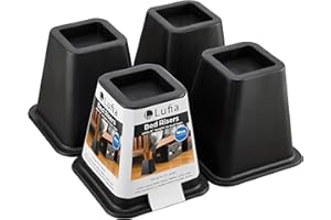 Lufia Bed Furniture Risers Heavy Duty, Stackable Bed Lifts Risers for Sofa, Table, Couch, Chair or Desk, Set of 4 Bed Lifts (Black, 6 inch)