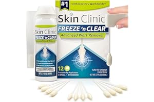 Skin Clinic Freeze 'n Clear Advanced Wart Remover - USA Made Cryo-Freeze Kit with 12 Precision-Tip Applicators - FDA-Cleared Freezing Wart Treatment Solution for Adults & Kids 4+
