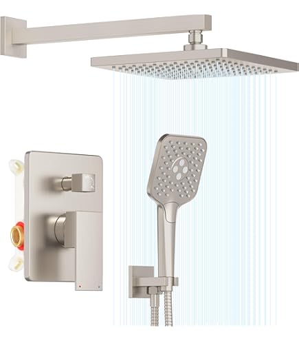 Shower System 13-Inch Rainfall Shower Head - 3 Setting Handheld