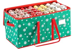 JINHUA YIYAN Christmas Ornament Storage Box Hold 128 Christmas Balls Holiday Ornament Storage Organizer with Zippered Closure Christmas Chest with Dividers, Xmas Decoration Storage Bin with Lid (Green)
