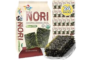 KIMNORI Seasoned Seaweed Snacks Sheets – Organic Korean BBQ Flavor 24 Individual Packs Roasted Crispy Premium 100% Natural Laver Kim Nori 4g 0.14 Ounce 김 のり 海苔 紫菜