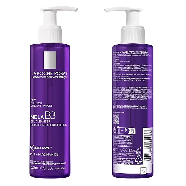 LA ROCHE-POSAY MELA B3 GEL CLEANSER, FORMULATED WITH MELASYL + NIACINAMIDE + PHA, ANTI AGING FACE WASH FOR DISCOLORATION, DARK SPOTS & POST ACNE MARKS, DARK SPOT CORRECTOR, OIL FREE & SOAP FREE