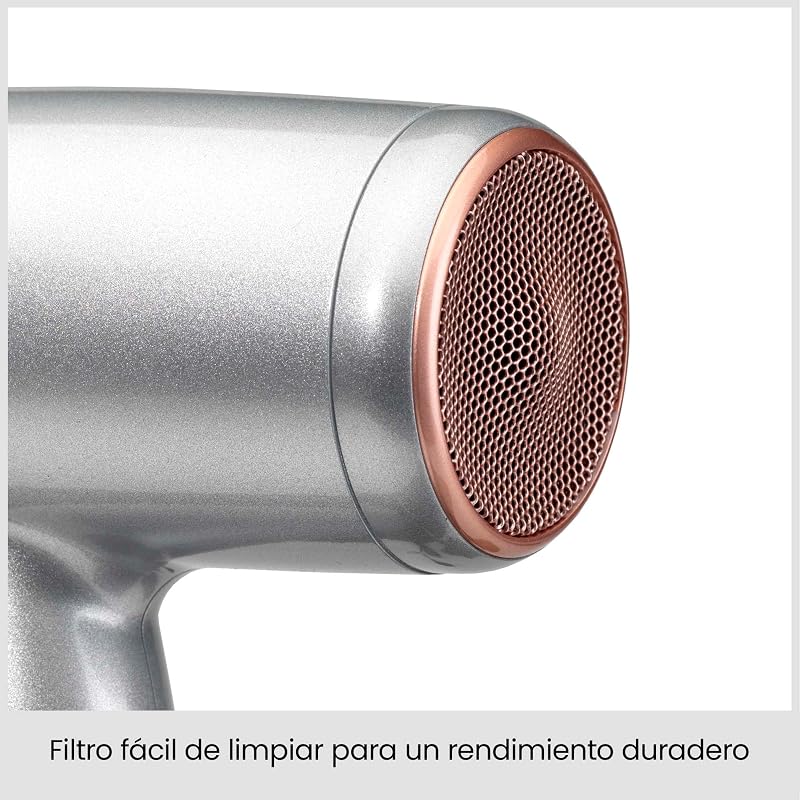 Secador de cabelo Cosmos Lightweight com Difusor – NOVO 2025, Secador potente e elegante de 2100W, condicionador iónico sem frizz, 3 níveis de aquecimento e 2 velocidades, Prata, D580DE