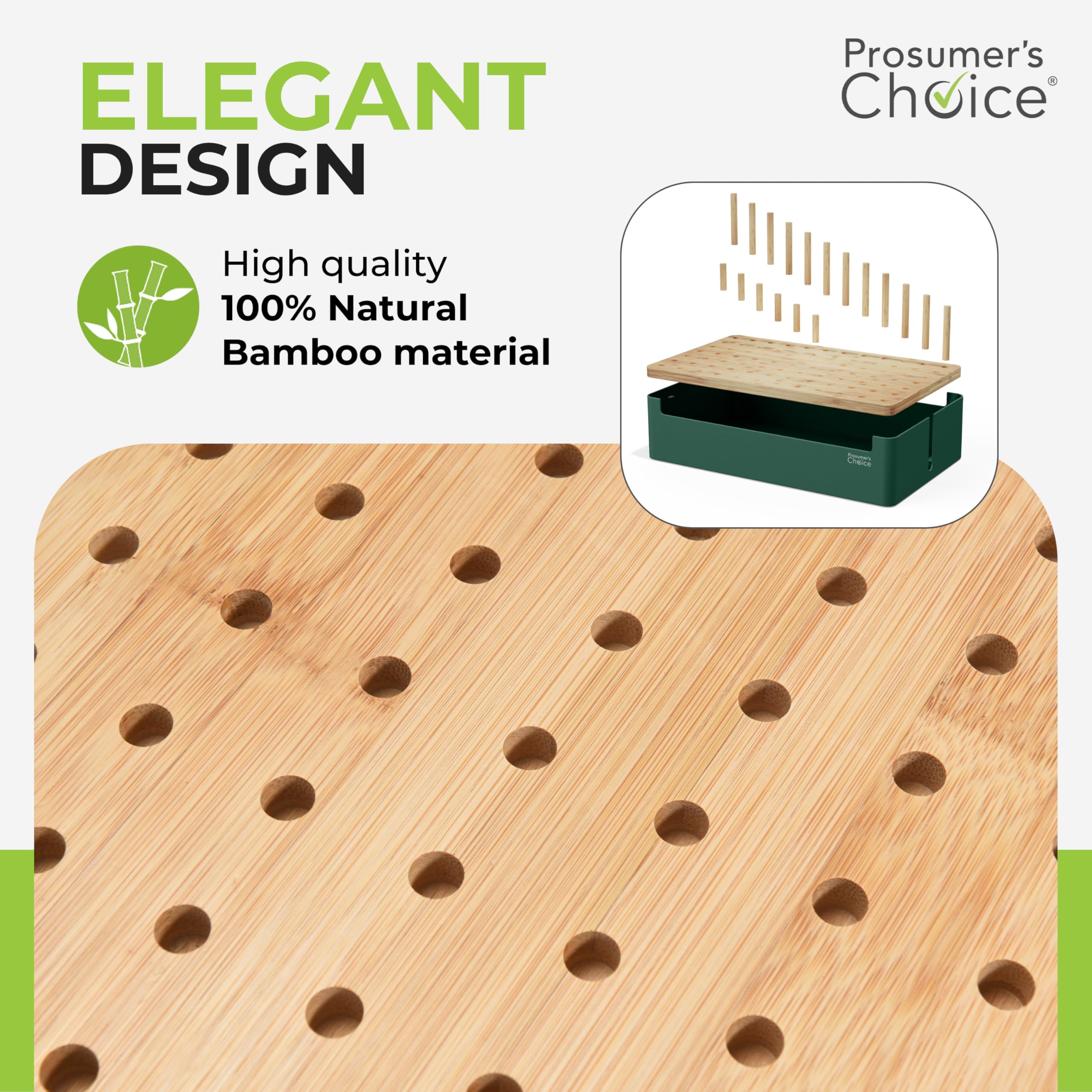 Prosumer's Choice Bamboo Charging Station - Multi Charger Station Organizer - Desk Docking Station for Phones, Tablets, Laptop - Wooden Charging Station with Removable Dividers - Cables Not Included