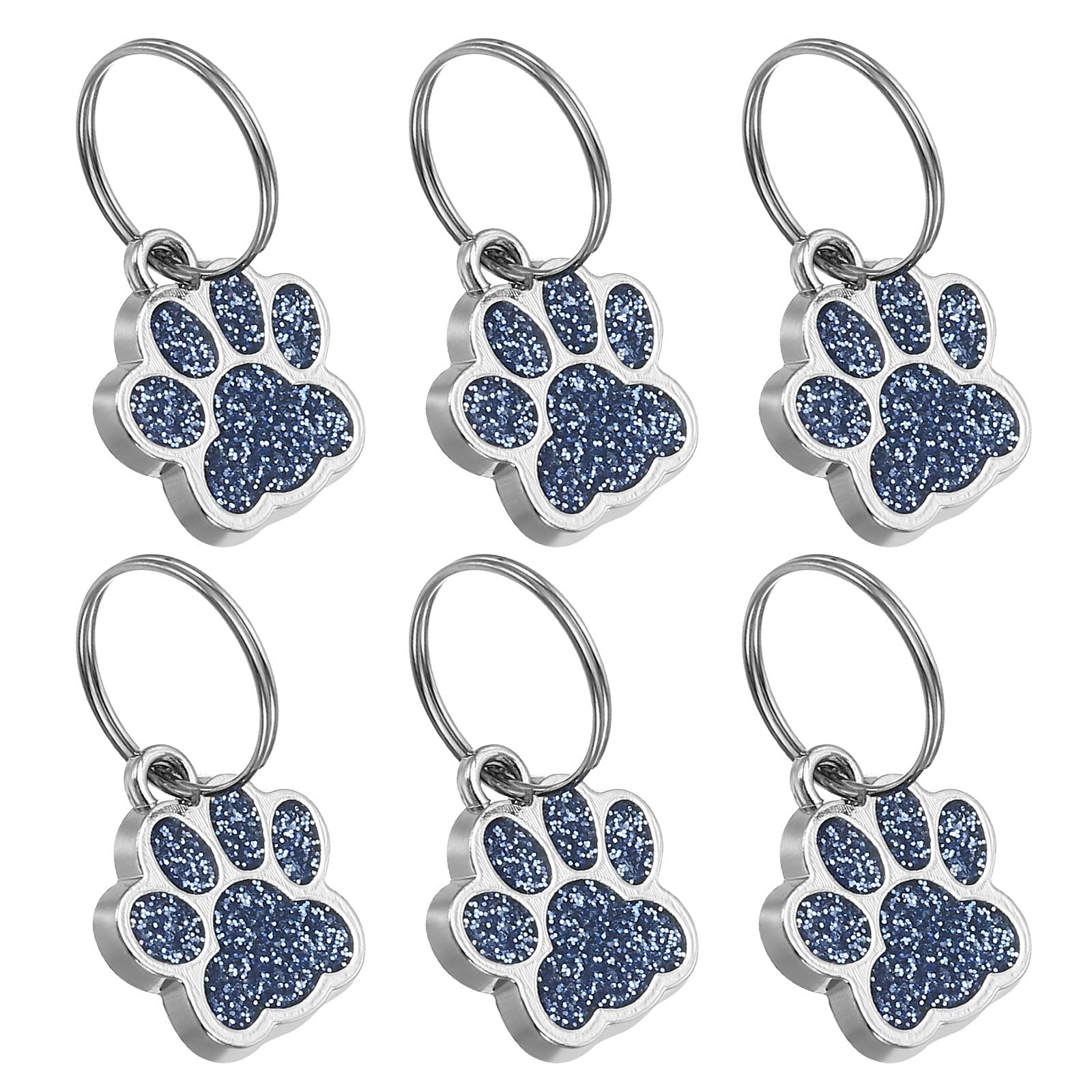 PATIKIL Animal Dog Cat Paw Print Pendants, 6 Pcs Crystal Footprint Dog Cat Paw Prints Pendants for DIY Necklace Bracelet Enamel Jewelry Making, Light Blue