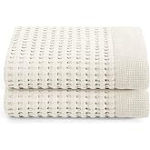 GILDEN TREE Waffle Hand Towels for Bathroom Quick Dry Large Luxury Lint Free Super Absorbent Cotton Hand Towels Set of 2, Modern Style (Cream)