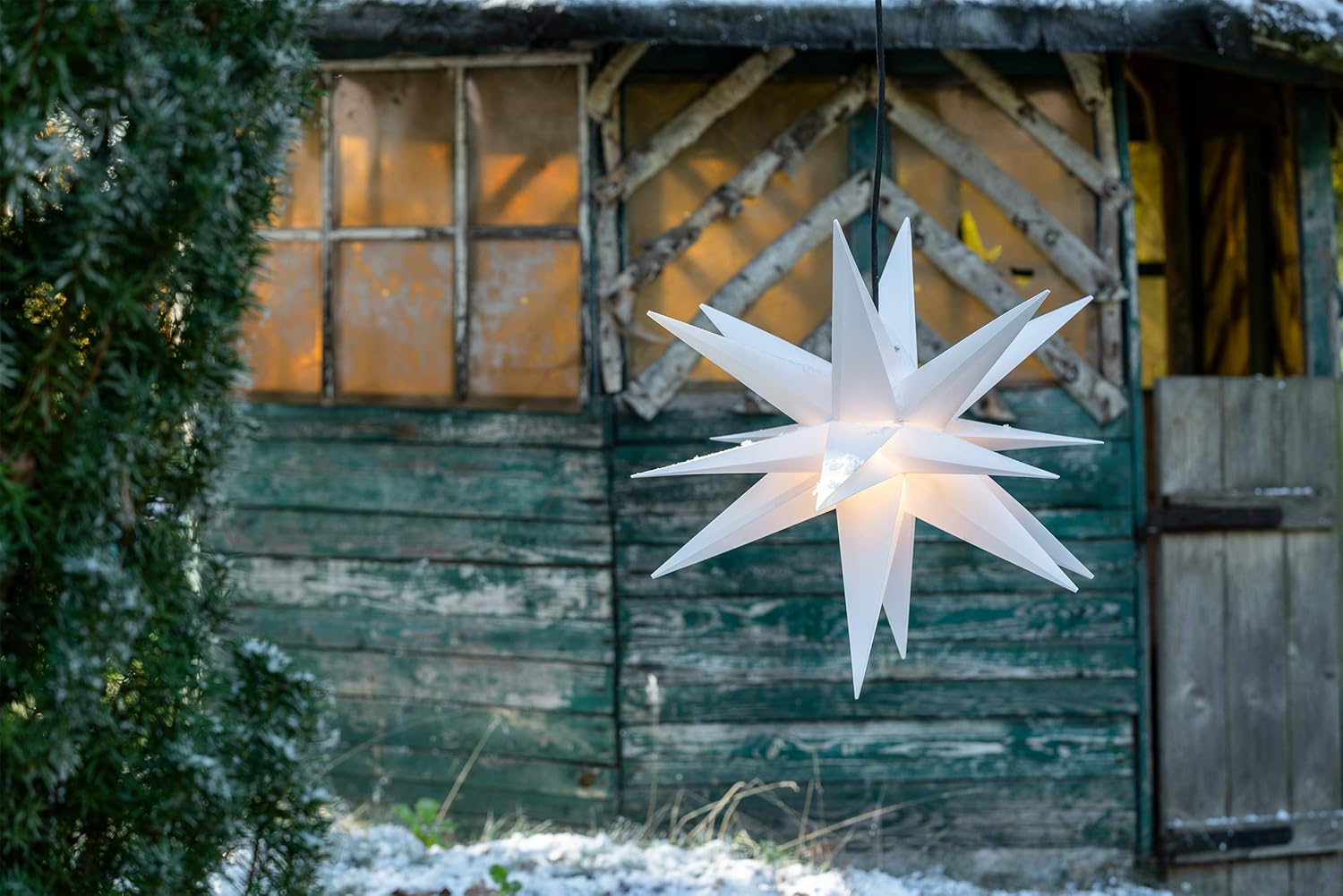 Novaliv Weihnachtsstern 3D Weiss 18 Zack 40 cm Kunststoffstern Dekostern Fensterdeko ...