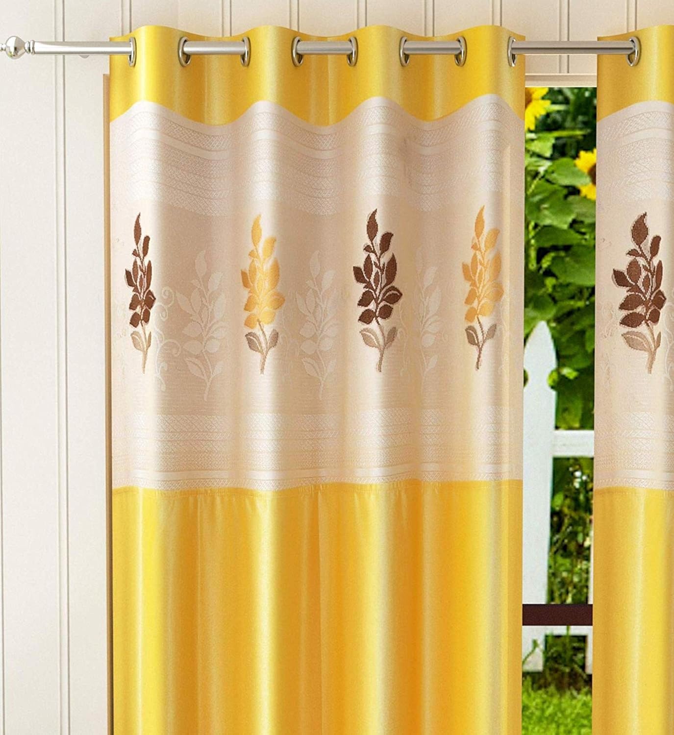 Buy Home Utsav 1 Piece Floral Net Polyester Curtains for Door 7 Feet