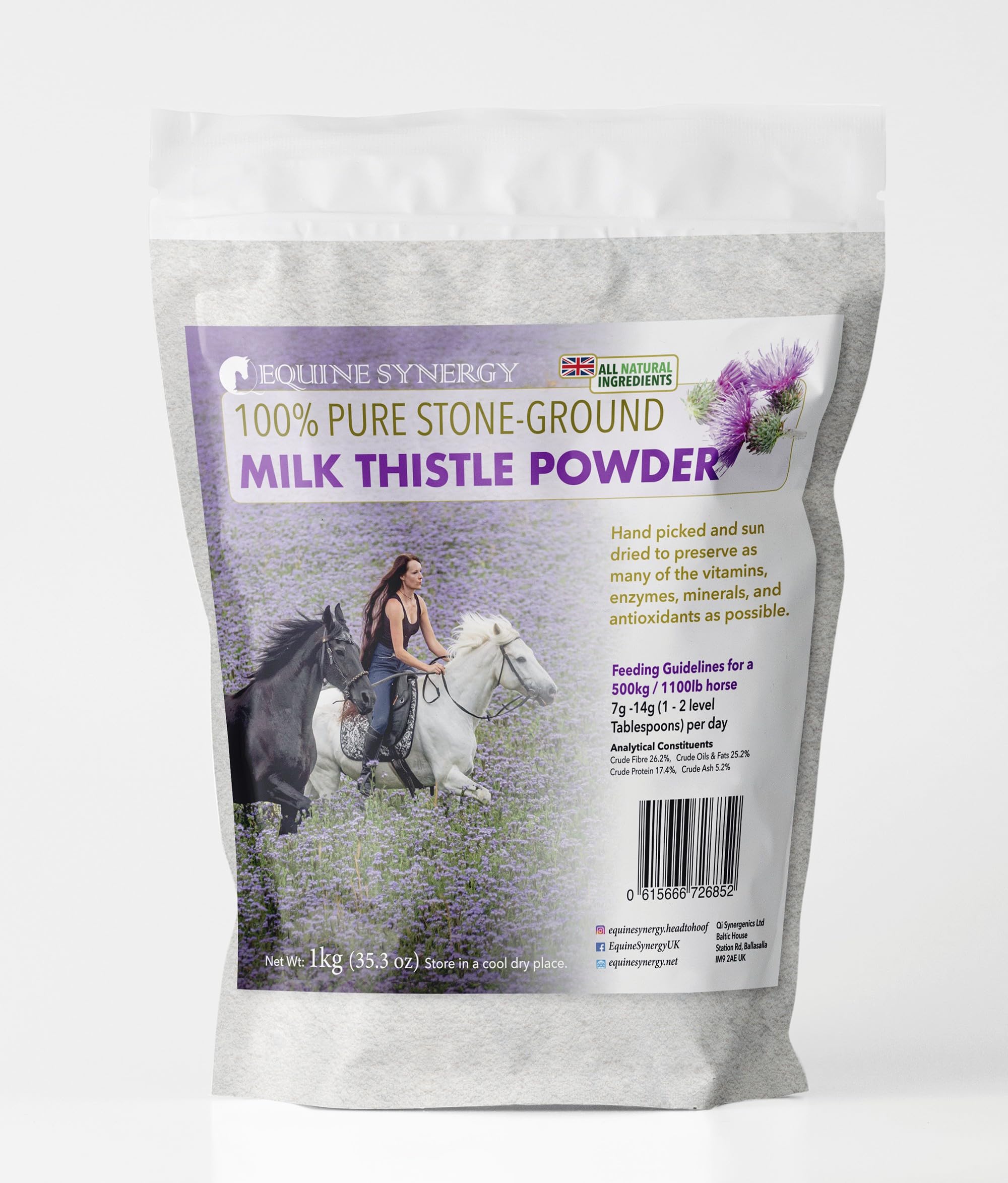 100% Pure Milk Thistle Powder for Horses and Ponies 1Kg - Stoneground for Maximum Nutritional Value