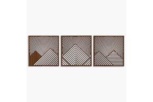 Mountain Wall Art Wood Wall Panels, Extra Large Wood Wall Art Living Room, Set of 3 Geometric Mountain Wood Wall Decor Over t