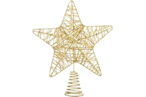 CCINEE Christmas Star Tree Topper,Glittery Gold Xmas Treetop Ornament for Christmas Tree Decoration Home Decoration