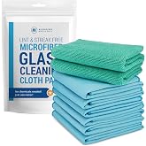 Claro 2 Step Glass Cleaning Cloth 8-Pack &ndash; Green Wet &amp; Blue Dry Microfiber Towels Cleaning for Windows, Mirrors &amp; Glass - Streak and Lint Free Cloth for Home, TV, Shower - Machine Washable