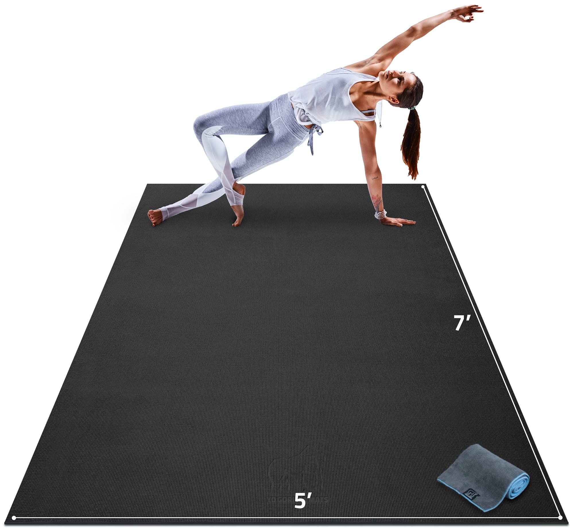 Photo 1 of Gorilla Mats Premium Large Yoga Mat – 7' x 5' x 8mm Extra Thick & Ultra Comfortable, Non-Slip Barefoot Exercise Mat – Works Great on Any Floor for Stretching, Cardio or Home Workouts