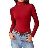 Turtleneck Tops for Women - Long Sleeve Shirts Lightweight Stretch Slim Fit Fall Fashion Basic Underwear Top Winter Clothes