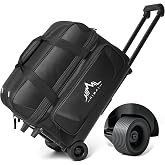 GoHimal 2-Ball Bowling Bag, Large Storage Pocket | Fits US men's size 15 shoes,oversized accessory pocket, retractable handle extends to 40",durable wheels, lightweight design