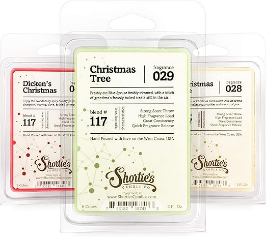 Amazon Com Christmas Wax Melts Variety Pack Formula 117 Dicken S Christmas Christmas Tree Christmas Eve 3 Highly Scented 3 Oz Bars Made With Natural Oils Christmas Holiday Warmer Wax Cubes Home Kitchen