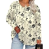 TFSDOD Womens Plus Size Tops Long Sleeve Blouses Crew Neck Shirts Casual Loose Tunic Tops 1X-5X
