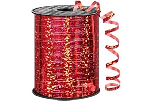 WORIC 600 Yards Red Ribbon 1/5 Inch Christmas Curling Ribbon Red Balloon String Ribbons for Art Crafts Gift Wrapping Wedding Birthday Party Christmas Decorations