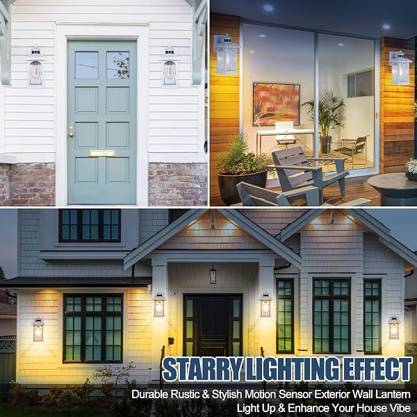 ADVANCED MOTION SENSOR OUTDOOR LIGHTS 2 PACKS – WHITE DUSK TO DAWN OUTDOOR LIGHTING, ANTI-RUST EXTERIOR LIGHT WALL MOUNT FIXTURES, WATERPROOF PORCH OUTSIDE LIGHTS WALL SCONCE FOR HOUSE, GARAGE