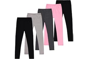 PINK ANGEL Toddler and Big Girls Leggings, Black Cotton Spandex Stretch Pants - Kids Dance Clothing, Yoga and Ballet Tights, 5-Pack