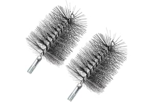 SOEKAVIA 4" Chimney Steel Cleaning Brush with 1/4" Metric Thread Fitting for Insulated Chimneys, Stainless Steel or Metal Stove Pipes, Works with Most Chimney Rod Sets (4 Inch)