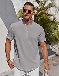 COOFANDY Men's Casual Henley Shirt Short Sleeve