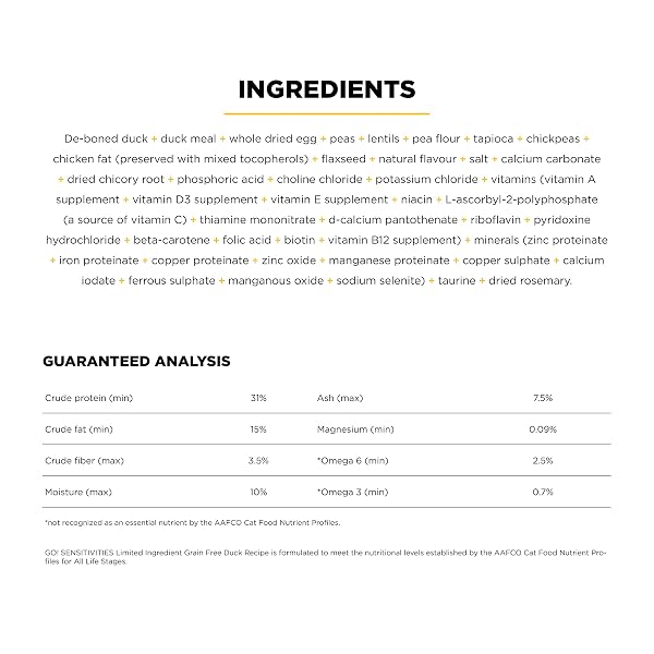 GO! SOLUTIONS SENSITIVITIES LIMITED INGREDIENT DUCK GRAIN-FREE DRY CAT FOOD, CHICKEN-FREE KIBBLE MADE BY EXPERTS FOR SENSITIVE STOMACHS & FOOD ALLERGIES, FOR KITTENS, ADULTS, & SENIORS, 3 LB BAG