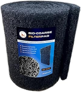 SHRIMP BUBBLE Koi Pond Filter Media Pad COARSE Black Bulk Roll Water Garden Rigid Latex Coated Durable Reusable PreFilter Mat –12 inches by 72 inches by 1 inch Thick - Made in USA