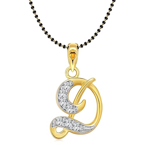 Buy Vighnaharta Initial Letter D Gold And Rhodium Plated Mangalsutra Brass Chain Pendant For Women At Amazon In