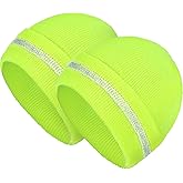 Geyoga 2 Pack Reflective Beanie Hat, High Visibility Knit Beanie with Reflective Strip, Night Running & Outdoor Work Safety