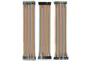 QEEAHUUO 120pcs Breadboards Jumper Wires F2F F2M M2M, Cable Line Connector Assorted Kit, Male to Female Multicolored Ribbon Cables, 40cm Wire Length