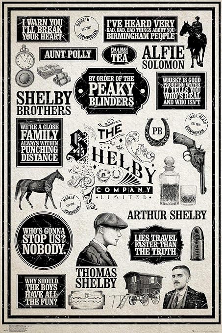 Close Up Peaky Blinders Poster Infographic (61cm x 91,5cm) + Original tesa Powerstrips® (1 Pack/20 STK.)