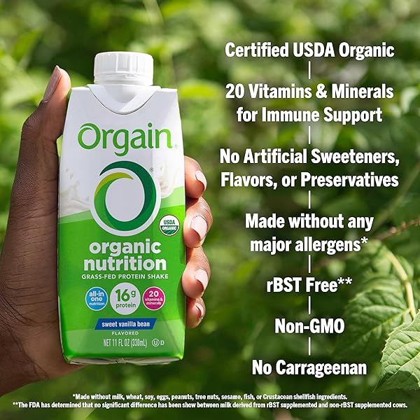 ORGAIN ORGANIC NUTRITIONAL SHAKE, VANILLA BEAN – MEAL REPLACEMENT, 16G PROTEIN, 20 VITAMINS & MINERALS, GLUTEN FREE, SOY FREE, KOSHER, NON-GMO, 11 OUNCE, 12 COUNT (PACKAGING MAY VARY)