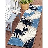 Rugshop Lucca Contemporary Floral Indoor/Outdoor Runner Rug 2' x 7' Navy