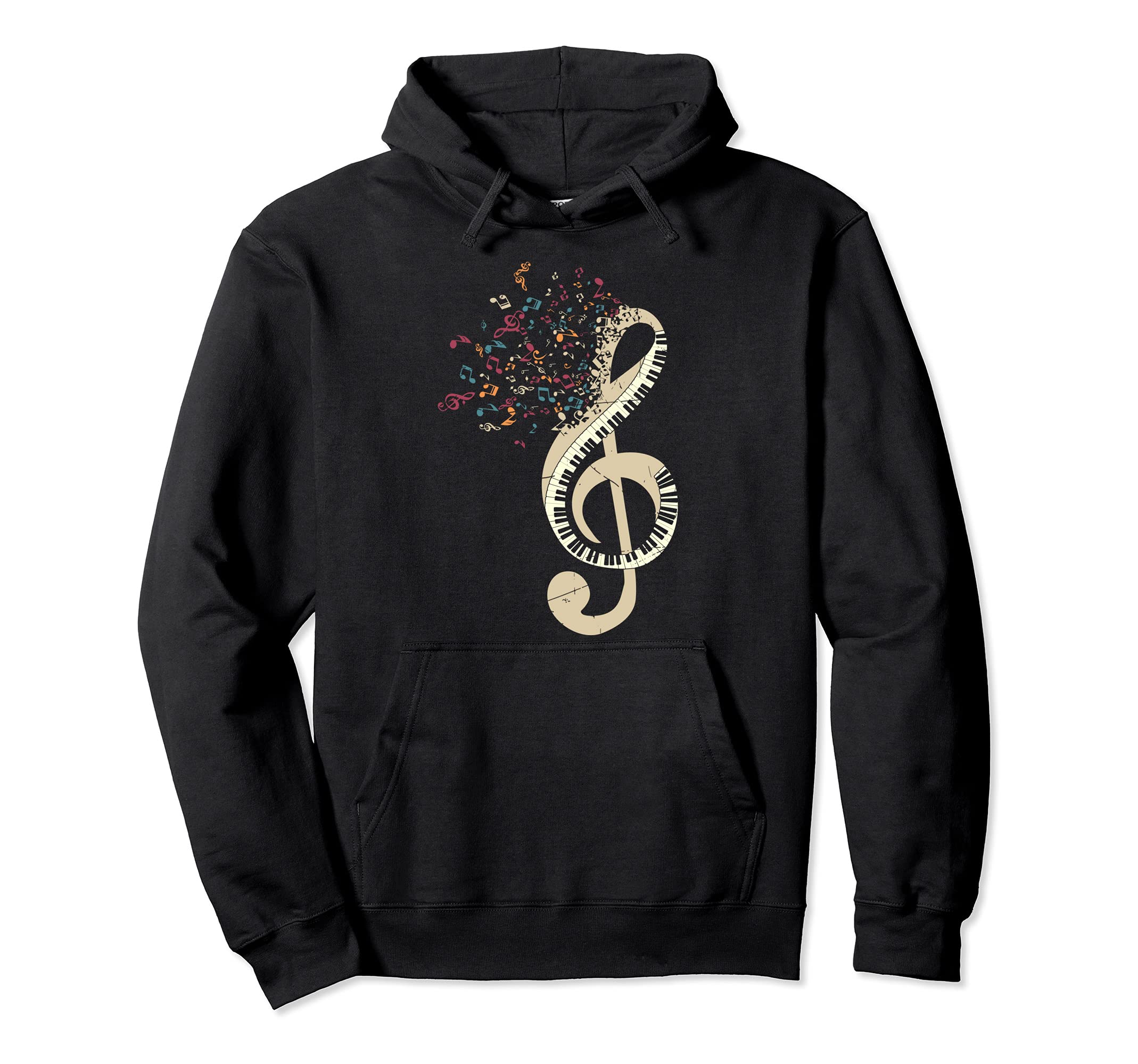 Pianist Classical Instrument Treble Clef Keyboard Piano Pullover Hoodie
