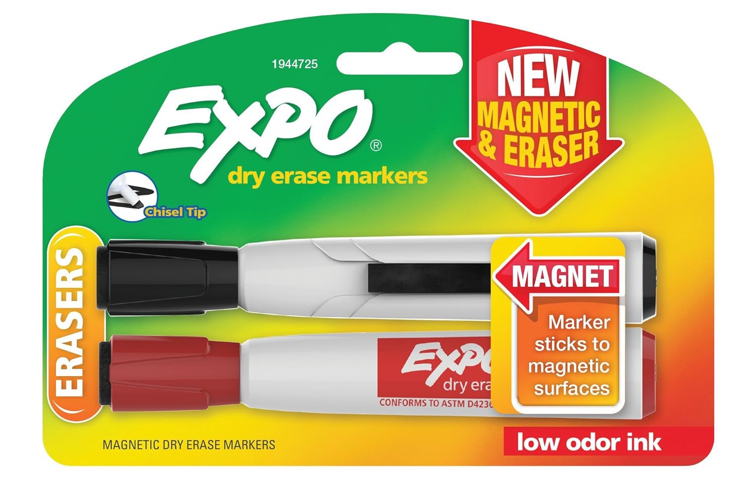 Expo Dry Erase Markers with Eraser, Chisel Tip, Assorted, 2