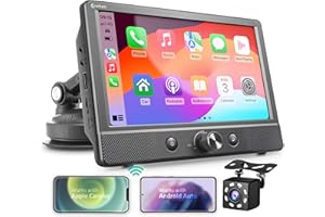 Car Stereo with Bluetooth - Corehan with Wireless Apple Carplay Screen, Wireless Android Auto, Wireless MirrorLink, Car Audio Receivers Navigator with 7” IPS Touchscreen, Backup Camera, AUX
