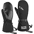 EXski Ski Mittens for Men, Waterproof Warm 3M Thinsulate Winter Snowboard Mitts With Wrist Leashes