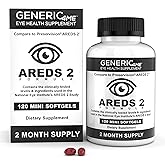 GENERIC4ME AREDS 2 SoftGels, 500 mg Vitamin C, 400 IU Vitamin E, 10 mg Lutein, 2 mg Zeaxanthin, 80 mg Zinc, 2 mg Copper - Supports Eye Health - 120 Mini SoftGels (Two Month Supply)