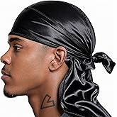 Veeta Superior Silk Durag - Smooth Silk Durag for Men & Women, Long Double Wide Straps, Outside Seam Triple Stitch Du Rag