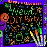 Mega-L Glow in the Dark Party Supplies, Neon DIY Backdrop, 5.9 x 5.2 Ft | 4 Fluorescent Colored Pens Included, Glow Party Decorations for Birthday, Halloween, Graduation, New Year Decor