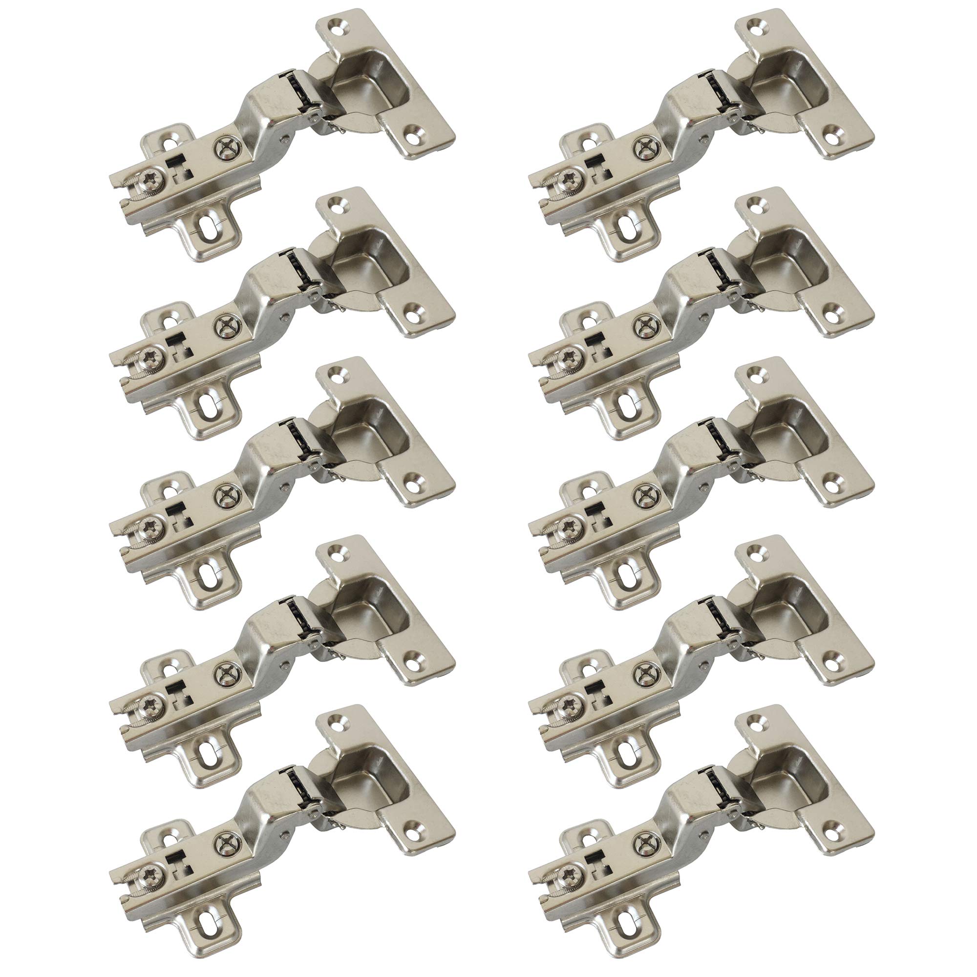 LIKERAINY 95 Degree Standard Inset Hinges 35mm with Slide-on Assembly Kitchen Cabinet Cupboard Wardrobe Door Hinge Pack of 10