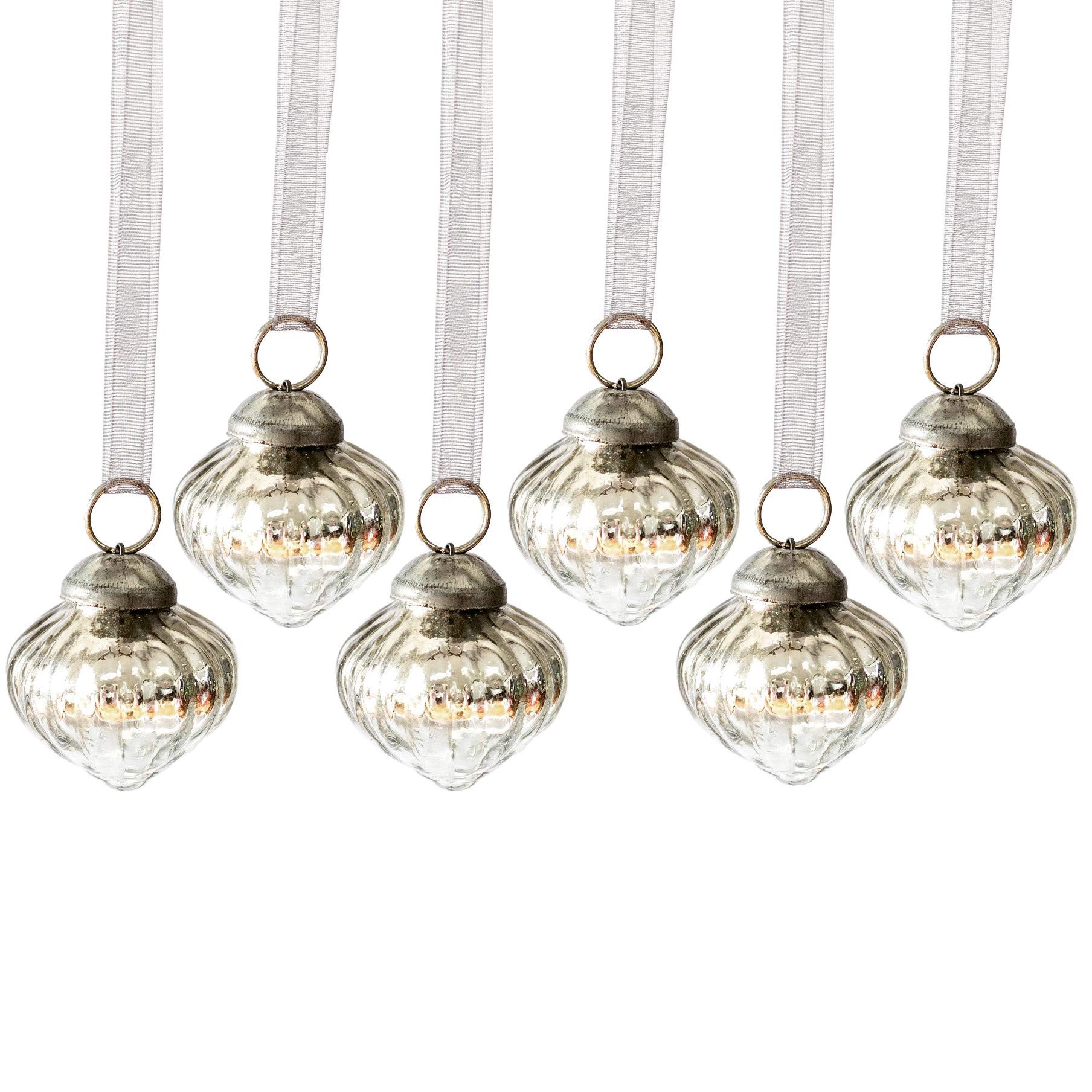 Arthur Cameron – Set of 6 Small 1" Crackle Glass Lantern Ornaments – Hand-Blown Glass Baubles for Rustic Christmas Decorations